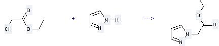 1H-Pyrazole-1-aceticacid, ethyl ester can be prepared by 1H-pyrazole and chloroacetic acid ethyl ester by heating